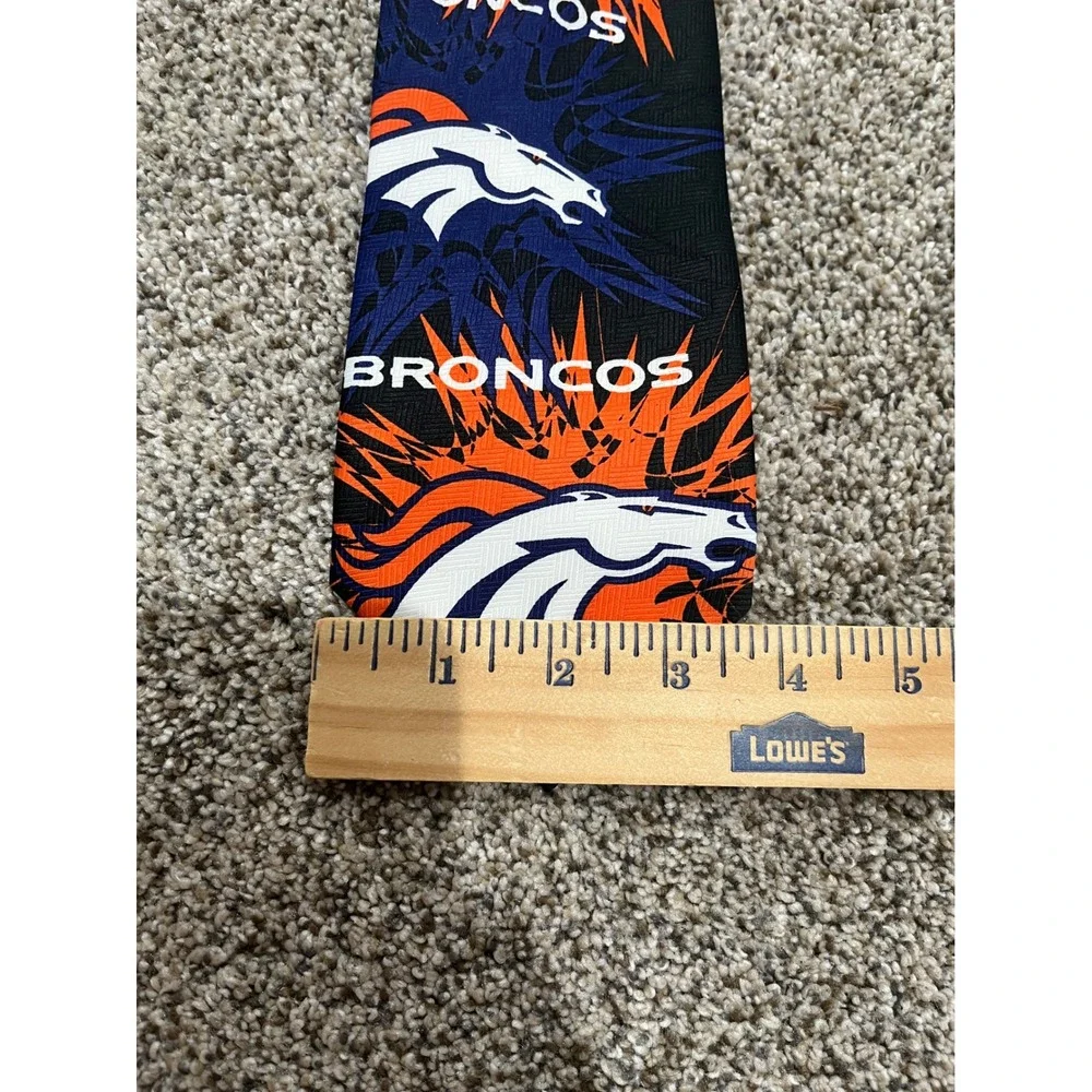 Vintage 1998 Denver Broncos NFL Game Day Tie Ralph Marlin Burst Orange‎ Blue